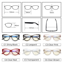 Load image into Gallery viewer, Ralferty Quality TR90 Glasses Frame Female Prescription Glasses Transparent Red Blue Light Glasses With Spring NO Grade Glasses