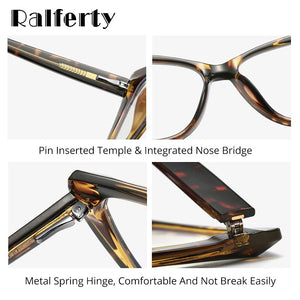 Ralferty Quality TR90 Glasses Frame Female Prescription Glasses Transparent Red Blue Light Glasses With Spring NO Grade Glasses