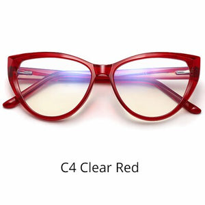 Ralferty Quality TR90 Glasses Frame Female Prescription Glasses Transparent Red Blue Light Glasses With Spring NO Grade Glasses
