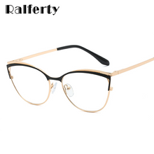 Load image into Gallery viewer, Ralferty Retro Glasses Frame For Women Anti Blue Myopia Prescription Optic Women&#39;s Glasses Decorative Cat Eye Frames oculos