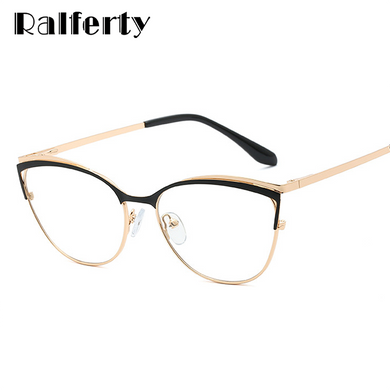 Ralferty Retro Glasses Frame For Women Anti Blue Myopia Prescription Optic Women's Glasses Decorative Cat Eye Frames oculos
