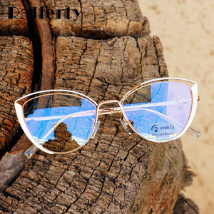 Ralferty Retro Glasses Women Anti Blue Light Decorative Cat Eye Female glasses Frame For Prescription Optic Myopia oculos F95721