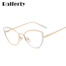 Load image into Gallery viewer, Ralferty Retro Glasses Women Anti Blue Light Decorative Cat Eye Female glasses Frame For Prescription Optic Myopia oculos F95721