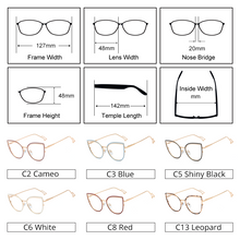 Load image into Gallery viewer, Ralferty Retro Metallic Eyeglass Frame Women Computer Anti Blue Light Glasses Leopard Myopia Optic Prescription Glasses Frame