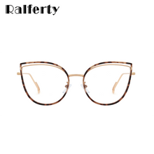 Load image into Gallery viewer, Ralferty Retro Metallic Eyeglass Frame Women Computer Anti Blue Light Glasses Leopard Myopia Optic Prescription Glasses Frame