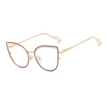 Load image into Gallery viewer, Ralferty Retro Metallic Eyeglass Frame Women Computer Anti Blue Light Glasses Leopard Myopia Optic Prescription Glasses Frame