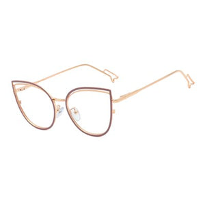Ralferty Retro Metallic Eyeglass Frame Women Computer Anti Blue Light Glasses Leopard Myopia Optic Prescription Glasses Frame