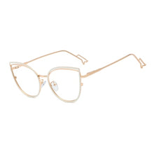 Load image into Gallery viewer, Ralferty Retro Metallic Eyeglass Frame Women Computer Anti Blue Light Glasses Leopard Myopia Optic Prescription Glasses Frame