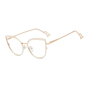 Ralferty Retro Metallic Eyeglass Frame Women Computer Anti Blue Light Glasses Leopard Myopia Optic Prescription Glasses Frame
