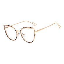 Load image into Gallery viewer, Ralferty Retro Metallic Eyeglass Frame Women Computer Anti Blue Light Glasses Leopard Myopia Optic Prescription Glasses Frame