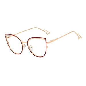 Ralferty Retro Metallic Eyeglass Frame Women Computer Anti Blue Light Glasses Leopard Myopia Optic Prescription Glasses Frame