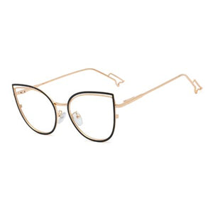 Ralferty Retro Metallic Eyeglass Frame Women Computer Anti Blue Light Glasses Leopard Myopia Optic Prescription Glasses Frame