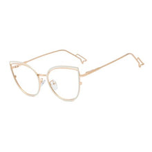 Load image into Gallery viewer, Ralferty Retro Metallic Eyeglass Frame Women Computer Anti Blue Light Glasses Leopard Myopia Optic Prescription Glasses Frame