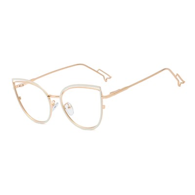 Ralferty Retro Metallic Eyeglass Frame Women Computer Anti Blue Light Glasses Leopard Myopia Optic Prescription Glasses Frame