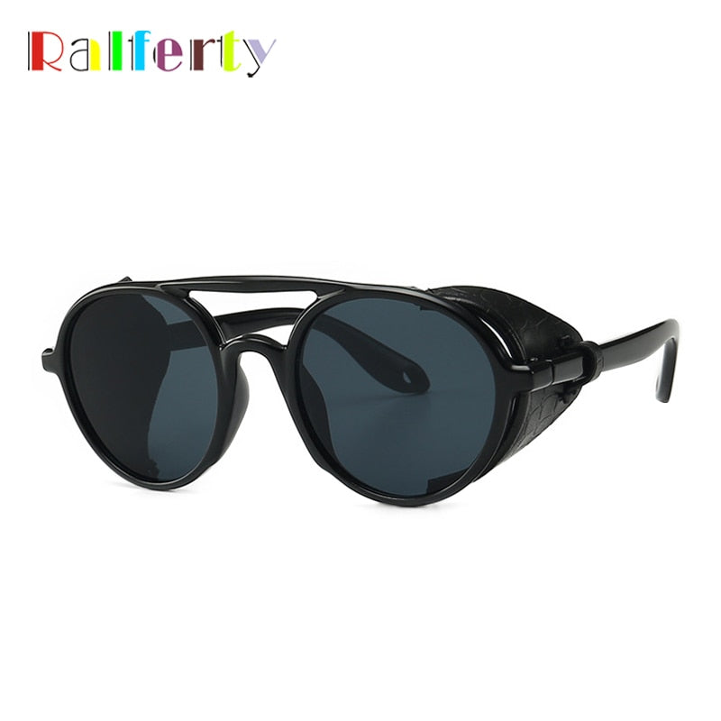 Ralferty Retro Punk Sunglasses Men Women Gothic Rave Festival Steampunk Goggles Vintage Mens Sunglases Men's Shades C588