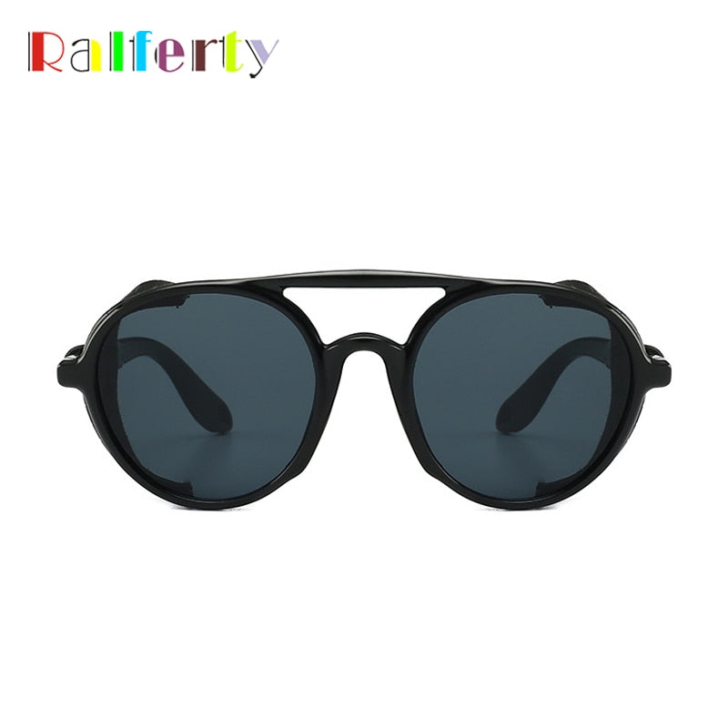 Ralferty Retro Punk Sunglasses Men Women Gothic Rave Festival Steampunk Goggles Vintage Mens Sunglases Men's Shades C588
