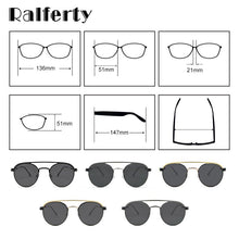 Load image into Gallery viewer, Ralferty Retro Round Sunglasses Women Polarized Magnet Clip On Sun Glasses For Women Female Prescription Oculos Black D062
