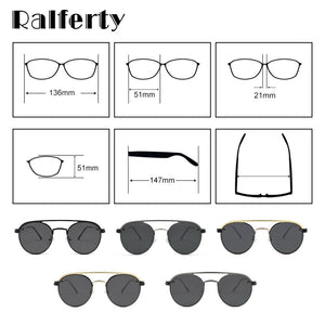 Ralferty Retro Round Sunglasses Women Polarized Magnet Clip On Sun Glasses For Women Female Prescription Oculos Black D062
