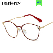 Load image into Gallery viewer, Ralferty Retro Transparent Glasses Women  Cat Eye Glasses Frame Crystal Female Eyeglass Frames 0 Diopter Anti Blue F95612