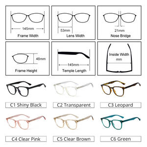 Ralferty Retro Transparent Glasses Women's Square TR90 0 Diopter Prescription Myopia Optic Frames Anti Blue Light Glasses F93391