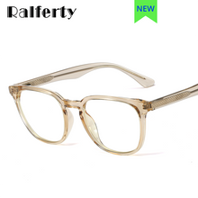 Load image into Gallery viewer, Ralferty Retro Transparent Glasses Women&#39;s Square TR90 0 Diopter Prescription Myopia Optic Frames Anti Blue Light Glasses F93391