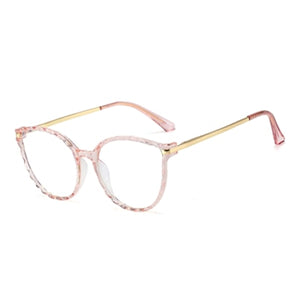 Ralferty TR90 Women's Transparent Glasses Retro Cat Eye Frames Anti Blue Light 0 Diopter Myopia Optic Frame Eyeglasses