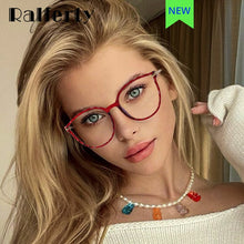 Load image into Gallery viewer, Ralferty TR90 Women&#39;s Transparent Glasses Retro Cat Eye Frames Anti Blue Light 0 Diopter Myopia Optic Frame Eyeglasses