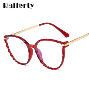 Ralferty TR90 Women's Transparent Glasses Retro Cat Eye Frames Anti Blue Light 0 Diopter Myopia Optic Frame Eyeglasses