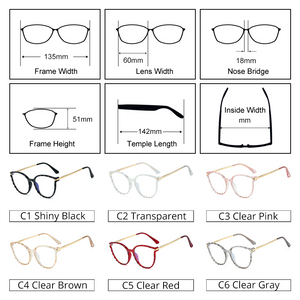 Ralferty TR90 Women's Transparent Glasses Retro Cat Eye Frames Anti Blue Light 0 Diopter Myopia Optic Frame Eyeglasses