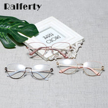 Carica l'immagine nel visualizzatore di Gallery, Ralferty Vintage Eyeglasses Women'S Frame Cat Eye Glasses Female Grade Glasses No Diopter Spectacle Frames For Myopia