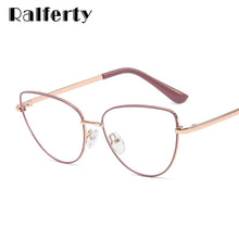 Carica l'immagine nel visualizzatore di Gallery, Ralferty Vintage Eyeglasses Women'S Frame Cat Eye Glasses Female Grade Glasses No Diopter Spectacle Frames For Myopia