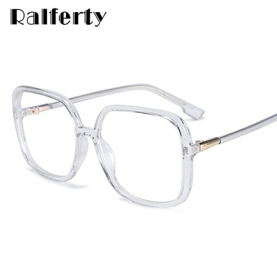Ralferty Women's Eye Glasses Frame Oversized Big Square Female Clear Transparent Glasses Optical Lens Frames No Diopter D8831