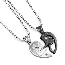 Carica l&#39;immagine nel visualizzatore di Gallery, Romantic Stainless Steel Half Heart Pendants Necklaces for Couples Love You Key Lock Promise Necklaces 2PCS ANE089