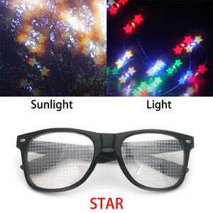 Rave Heart Light Glasses Heart Shaped Special Effect EDM Festival Light Changing Eyewear Rainbow Kaleidoscope  Rave Sunglasses