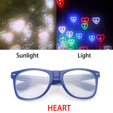 Rave Heart Light Glasses Heart Shaped Special Effect EDM Festival Light Changing Eyewear Rainbow Kaleidoscope  Rave Sunglasses