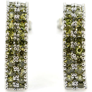 Ravishing Green Peridot White CZ Ladies Wedding 925 Silver Earrings 21x13mm