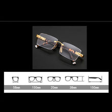 Load image into Gallery viewer, Reading Glasses Man Natural Crystal Reflected Stone Glass Lens Presbyopia Acetate Glasses Frame Woman Rimless Eyeglasses