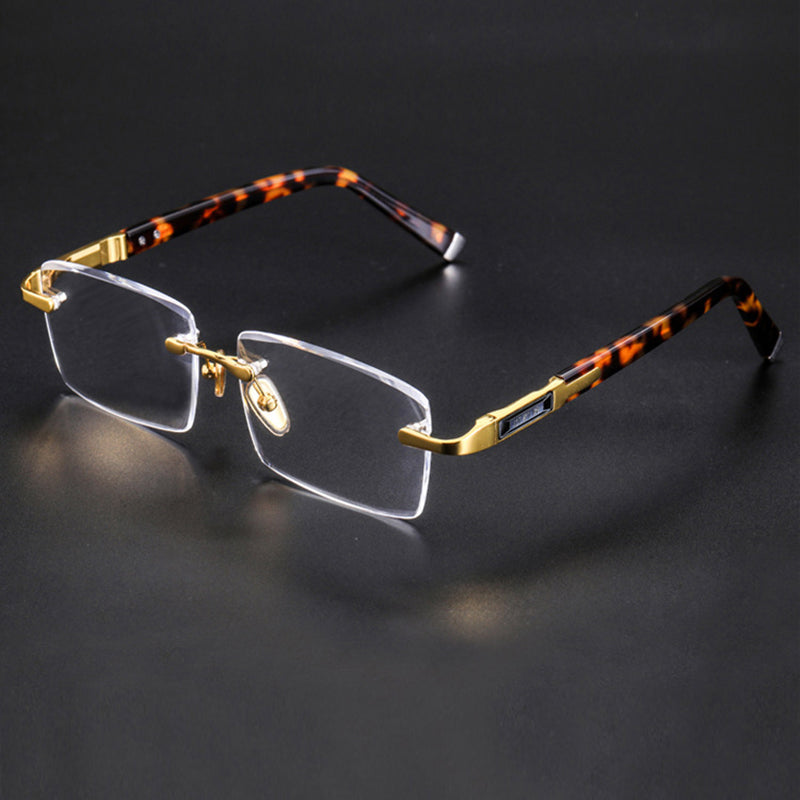 Reading Glasses Man Natural Crystal Reflected Stone Glass Lens Presbyopia Acetate Glasses Frame Woman Rimless Eyeglasses