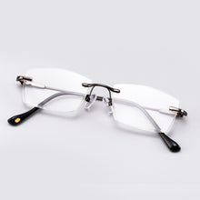 Load image into Gallery viewer, Reading Glasses Man Natural Crystal Stone Glass Lens Hyperopia Woman  Rimless Presbyopia Eyeglasses +1.0 4.5 +5.0 5.5 +6.0