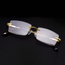 Load image into Gallery viewer, Reading Glasses Man Natural Crystal Stone Glass Lens Hyperopia Woman  Rimless Presbyopia Eyeglasses +1.0 4.5 +5.0 5.5 +6.0