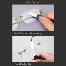 Load image into Gallery viewer, Reading Glasses Man Natural Crystal Stone Glass Lens Hyperopia Woman  Rimless Presbyopia Eyeglasses +1.0 4.5 +5.0 5.5 +6.0