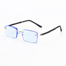 Load image into Gallery viewer, Reading Glasses Man Natural Crystal Stone Glass Lens Hyperopia Woman TR90 Blue Rimless Presbyopia Eyeglasses +1.5 2.0 3.5 +4.0