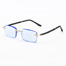 Load image into Gallery viewer, Reading Glasses Man Natural Crystal Stone Glass Lens Hyperopia Woman TR90 Blue Rimless Presbyopia Eyeglasses +1.5 2.0 3.5 +4.0