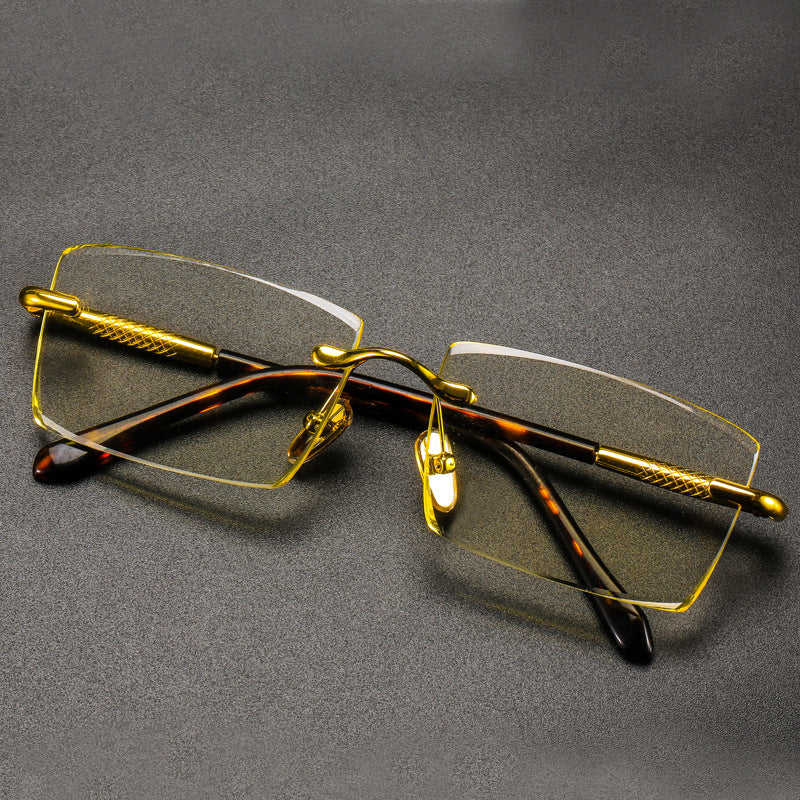Reading Glasses Man Natural Crystal Stone Lens Acetate Eyeglasses Frame Woman  Brand Rimless Glass Presbyopia