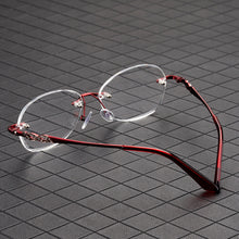Load image into Gallery viewer, Reading Glasses Woman Natural Crystal Stone Glass Lens Hyperopia Female  Rimless Presbyopia Eyeglasses +1.0  2.0 3.0 +4.0