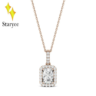 Real 18K Rose Gold 1.2 Carat ct DEF Color Lab Grown Moissanite Diamond Pendant Necklace Chain For Women Charm Jewelry