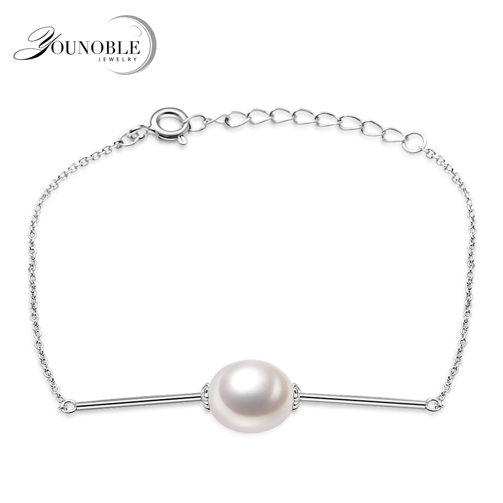 Real 925 Silver Bracelet Jewelry Water Drop Pearl Bracelet for Women Birthd Gift Fine Jewelry White Girl Gift 18-22