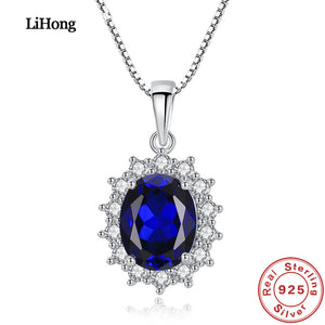 Real 925 Silver Necklace Sapphire Crystal Zircon Pendant Box Chain Eternal Heart Necklace Women Jewelry