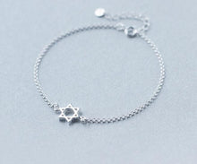 Load image into Gallery viewer, Real. 925 -Sterling -Silver-Jewelry David of Star Chain Bracelet Anklet adjustable Charm jewelry GTLS257