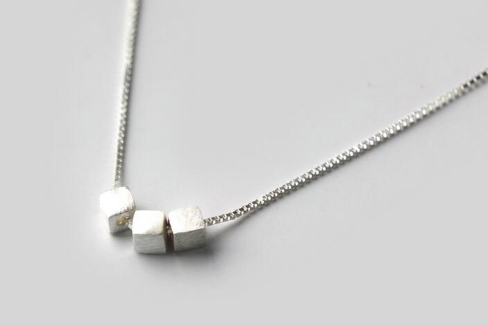 Real. 925-Sterling-Silver Square Cube Pendant Necklace Sterling Silver Geometric Fine jewelry GTLX996